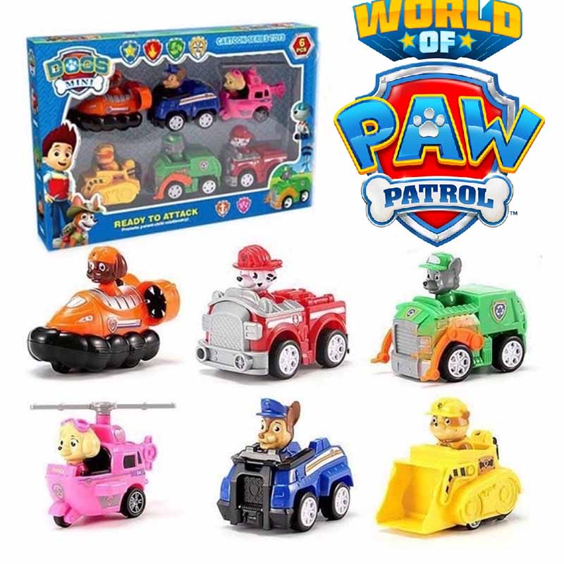 ماشین بازی سگهای نگهبان مجموعه 6 عددی مدل Paw Patrol G6 | ماشین و فیگور سگ‌های نگهبان
